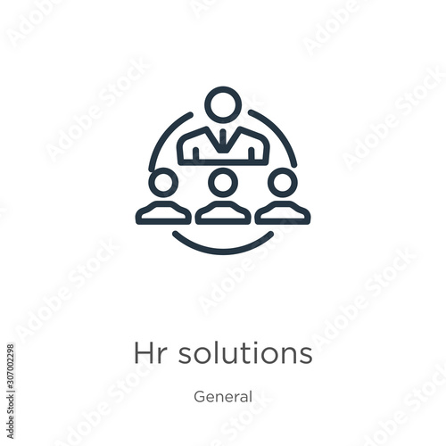 Hr solutions icon. Thin linear hr solutions outline icon isolated on white background from general collection. Line vector hr solutions sign, symbol for web and mobile