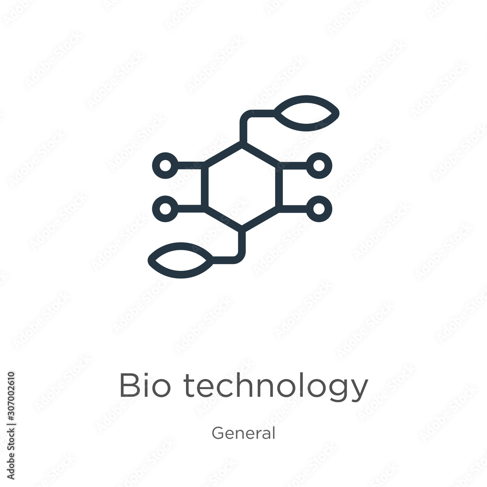 Bio technology icon. Thin linear bio technology outline icon isolated on white background from general collection. Line vector bio technology sign, symbol for web and mobile