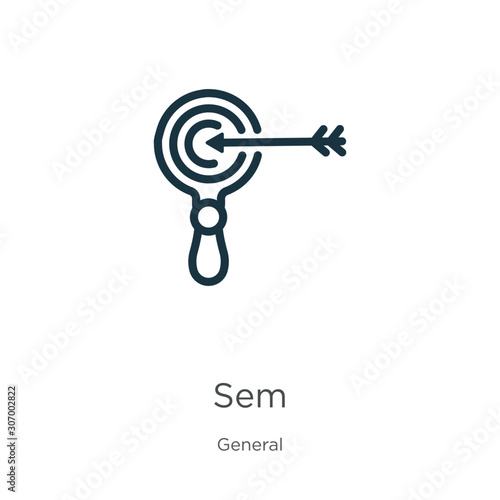 Sem icon. Thin linear sem outline icon isolated on white background from general collection. Line vector sem sign, symbol for web and mobile