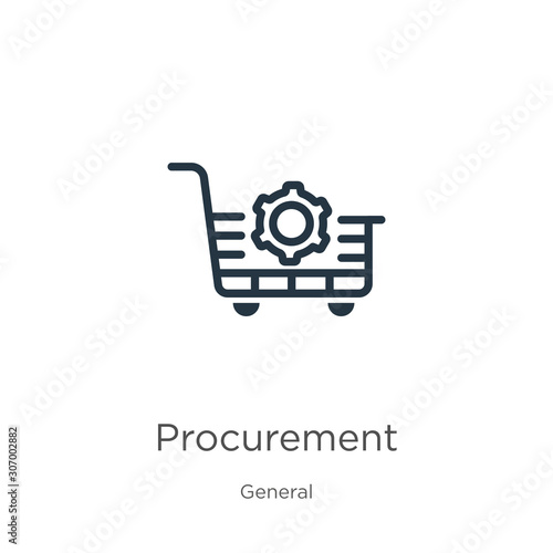 Procurement icon. Thin linear procurement outline icon isolated on white background from general collection. Line vector procurement sign, symbol for web and mobile