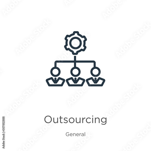 Outsourcing icon. Thin linear outsourcing outline icon isolated on white background from general collection. Line vector outsourcing sign, symbol for web and mobile