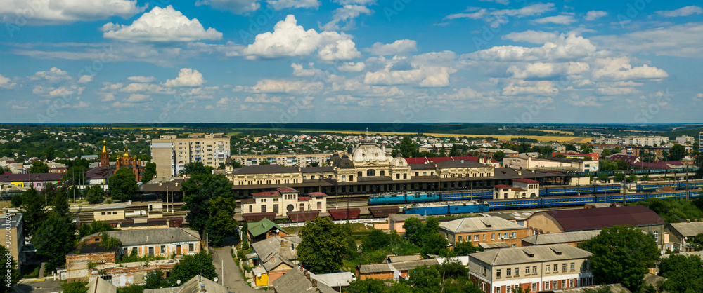 aiir panorama of railway station of Zhmerynka Ukraine