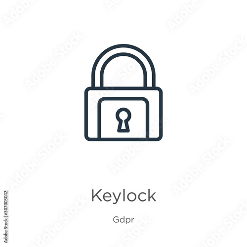 Keylock icon. Thin linear keylock outline icon isolated on white background from gdpr collection. Line vector keylock sign, symbol for web and mobile