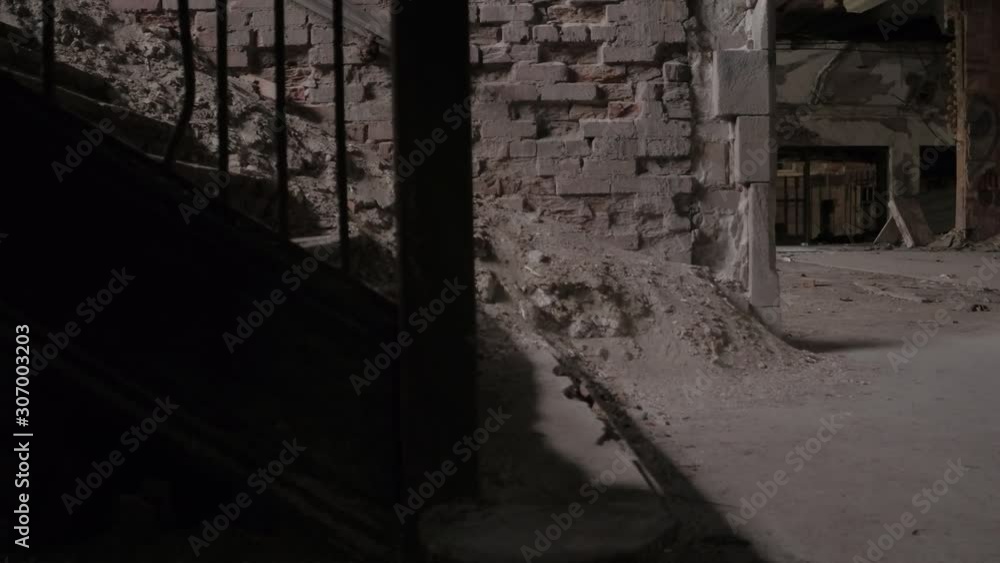 CLOSE UP Detail of old dusty and weathered steps on fragile collapsing ...
