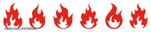 Fire flames icons collection. Vector