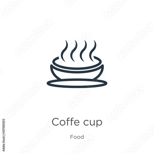 Coffe cup icon. Thin linear coffe cup outline icon isolated on white background from food collection. Line vector coffe cup sign, symbol for web and mobile