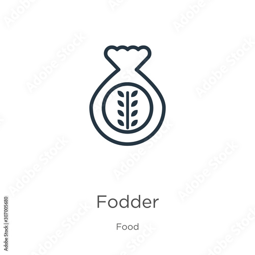 Fodder icon. Thin linear fodder outline icon isolated on white background from food collection. Line vector fodder sign, symbol for web and mobile