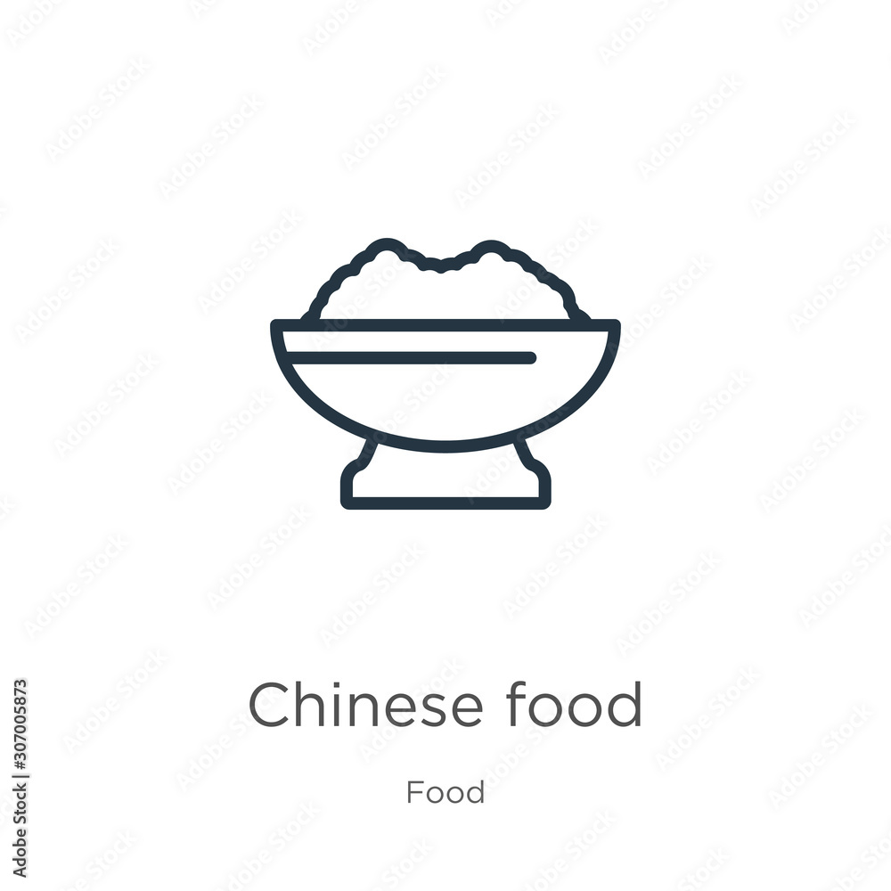 Chinese food icon. Thin linear chinese food outline icon isolated on white background from food collection. Line vector chinese food sign, symbol for web and mobile Chinese food icon. Thin linear chinese food outline icon isolated on white background from food collection. Line vector chinese food sign, symbol for web and mobile