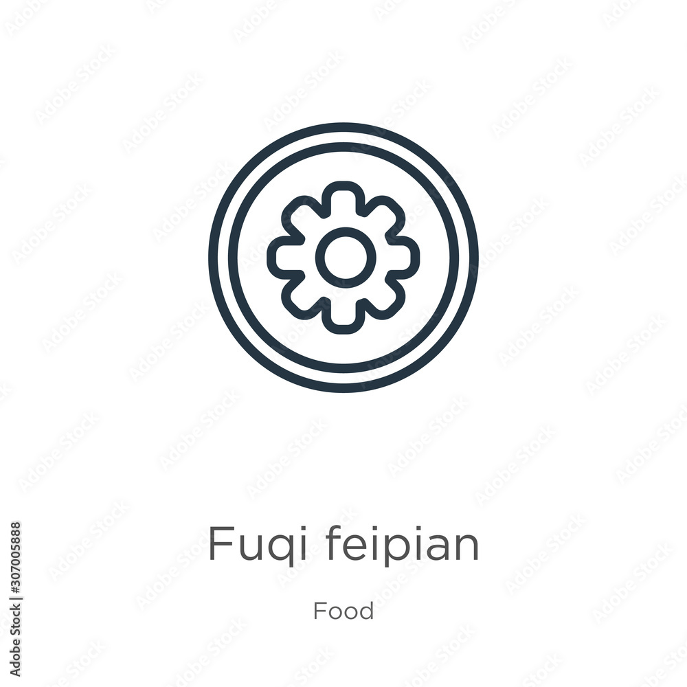 Fuqi feipian icon. Thin linear fuqi feipian outline icon isolated on white background from food collection. Line vector fuqi feipian sign, symbol for web and mobile