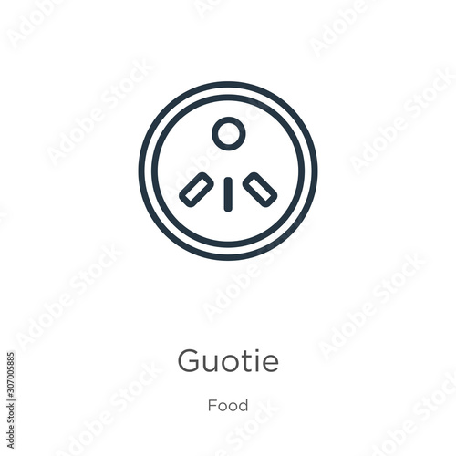 Guotie icon. Thin linear guotie outline icon isolated on white background from food collection. Line vector guotie sign, symbol for web and mobile