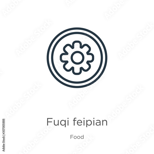 Fuqi feipian icon. Thin linear fuqi feipian outline icon isolated on white background from food collection. Line vector fuqi feipian sign, symbol for web and mobile