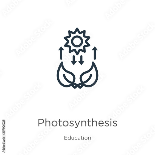 Photosynthesis icon. Thin linear photosynthesis outline icon isolated on white background from education collection. Line vector photosynthesis sign, symbol for web and mobile