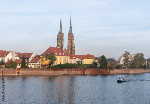 Cathedral Island Ostrow Tumski and Odra River in a summer day in Wroclaw © Oleksandr