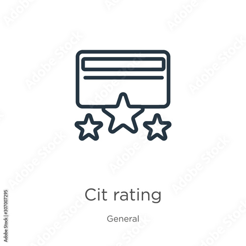 Credit rating icon. Thin linear credit rating outline icon isolated on white background from general collection. Line vector credit rating sign, symbol for web and mobile