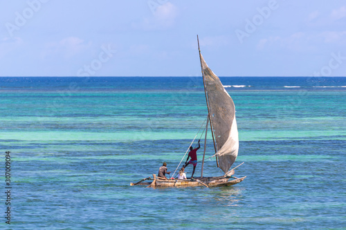 dhow boat on the ocean in kenya