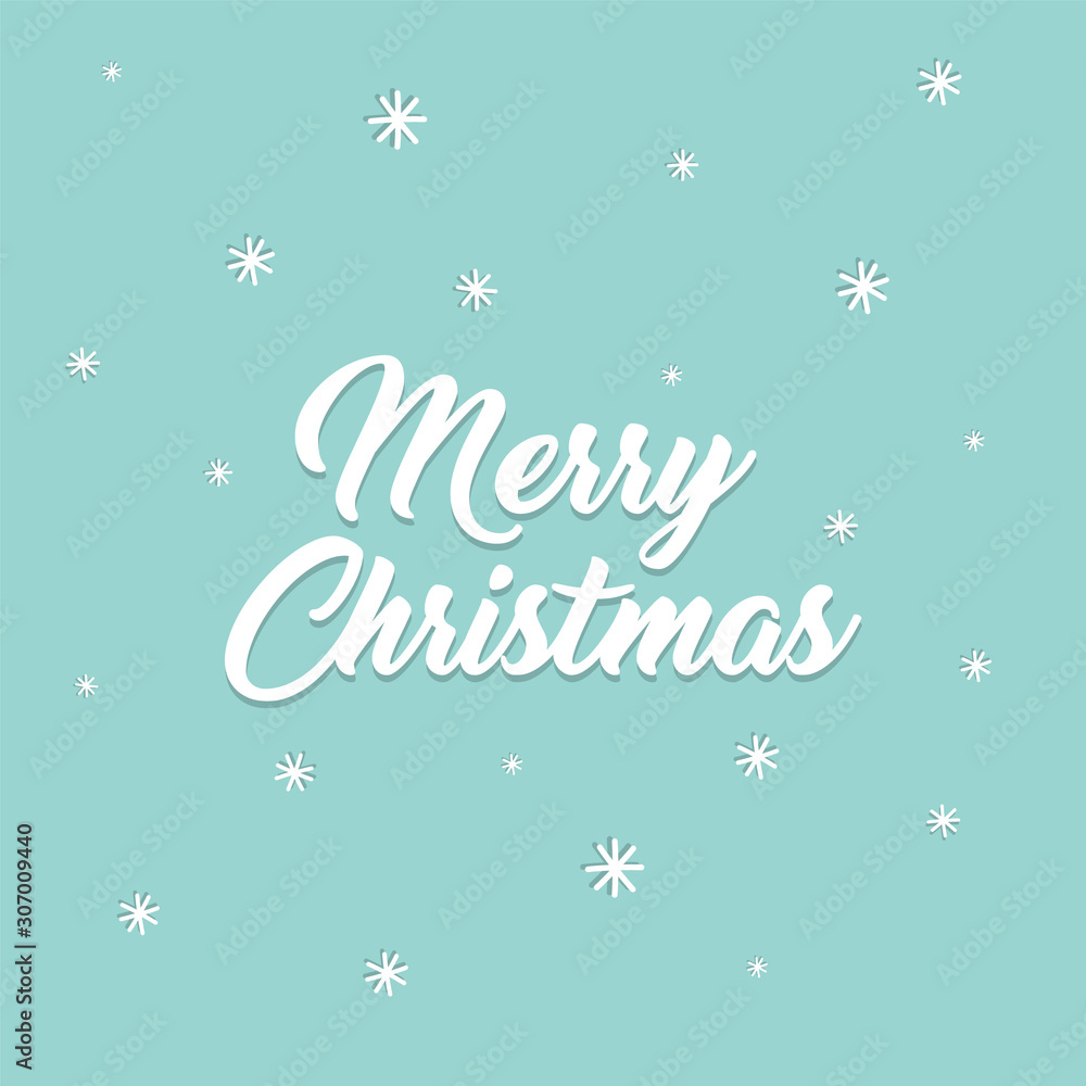 Merry Christmas vector lettering card on a blur background