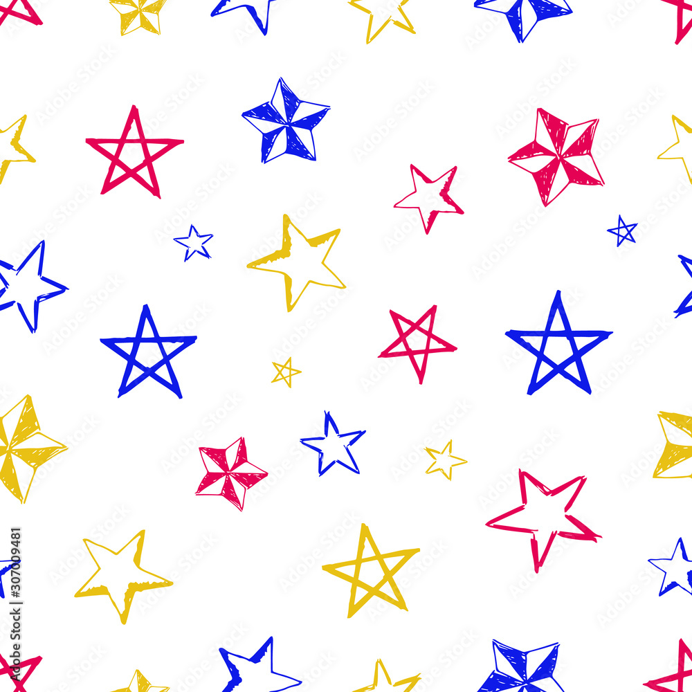 Obraz premium Seamless doodle hand drawn stars