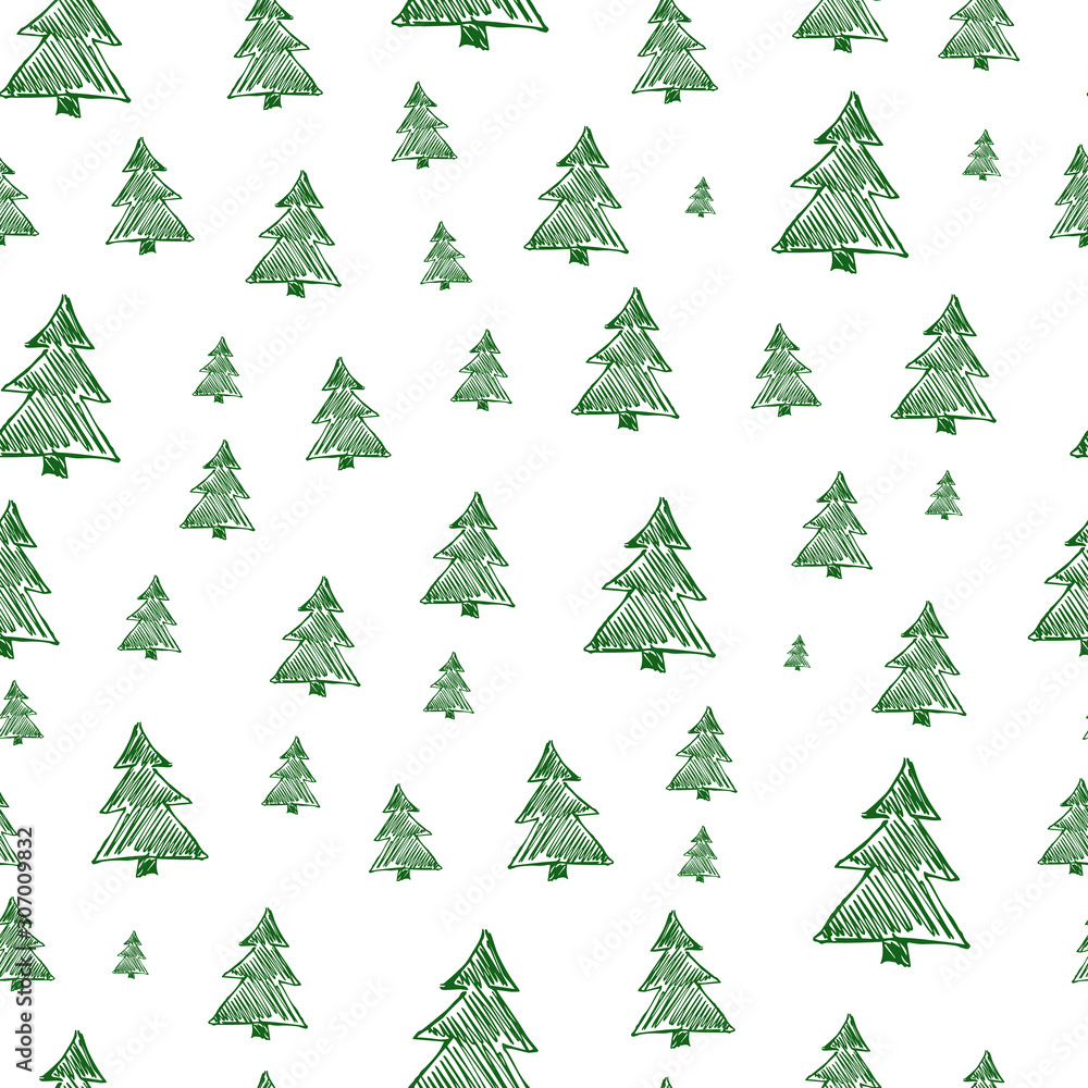 Seamless pattern with hand drawn Christmas trees Seamless pattern with hand drawn Christmas trees