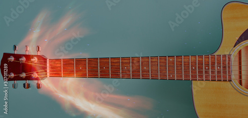 Fototapeta Naklejka Na Ścianę i Meble -  fretboard of a guitar on a beautiful background