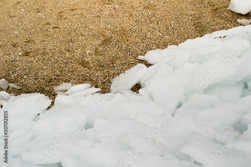 Snow on the beach photo