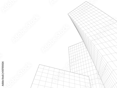 modern architecture building 3d illustration
