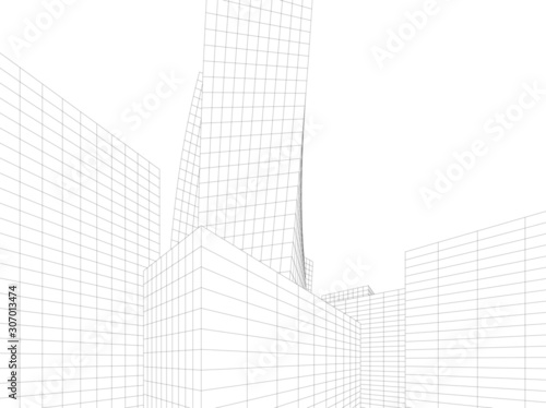 modern architecture building 3d illustration