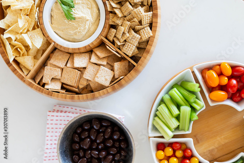 Cracker Tray with Hummus Dip