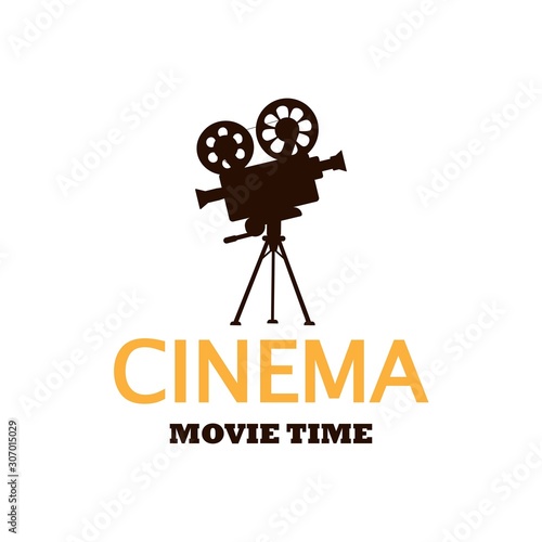 Movie time concept. Template for cinema poster, banner. Illustration of film projector