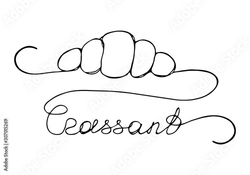 Hand drawn croissant continuous line