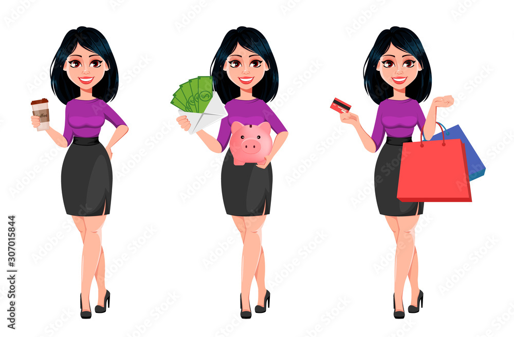 Fototapeta premium Young beautiful business woman with dark hair