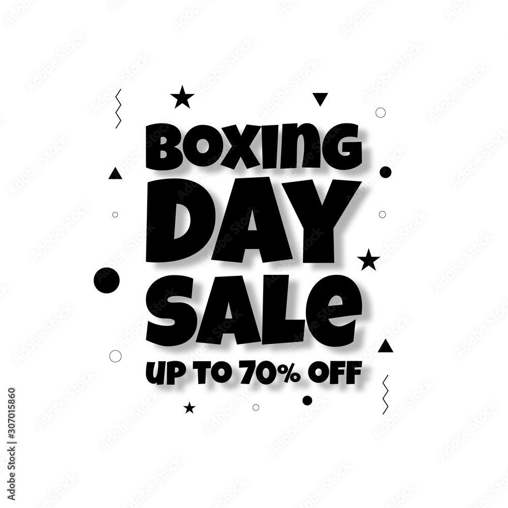 Fototapeta The background for Boxing Day sale in a minimalist modern style and vintage memphis elements in black and white. This background is used for posters, banners, flyers and leaflets.
