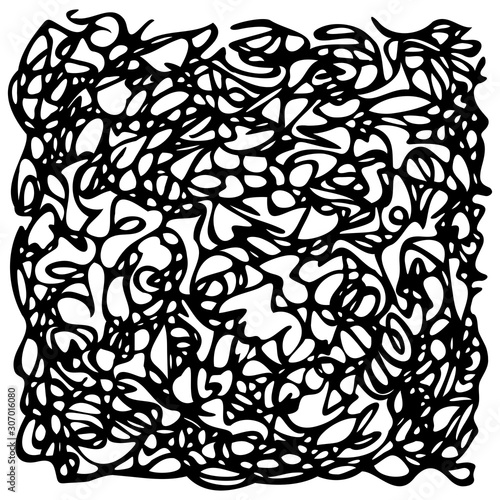 Black ink scribble, abstract line art, vector illustration 