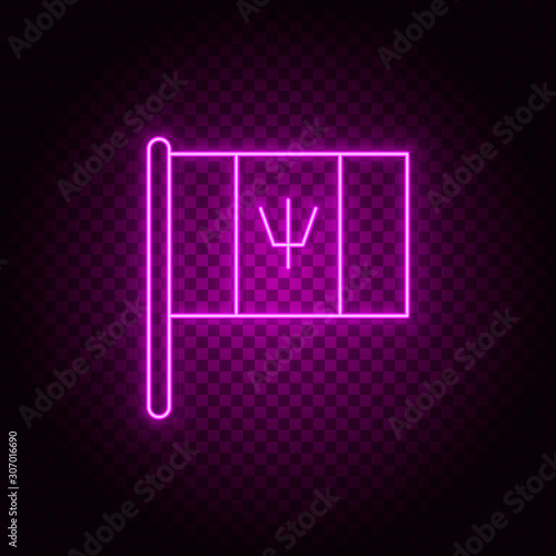 barbados, country, flag. Pink neon vector icon. Transparent background
