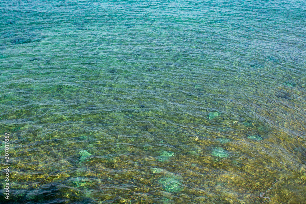Transparent and clear waters of mediterranean sea