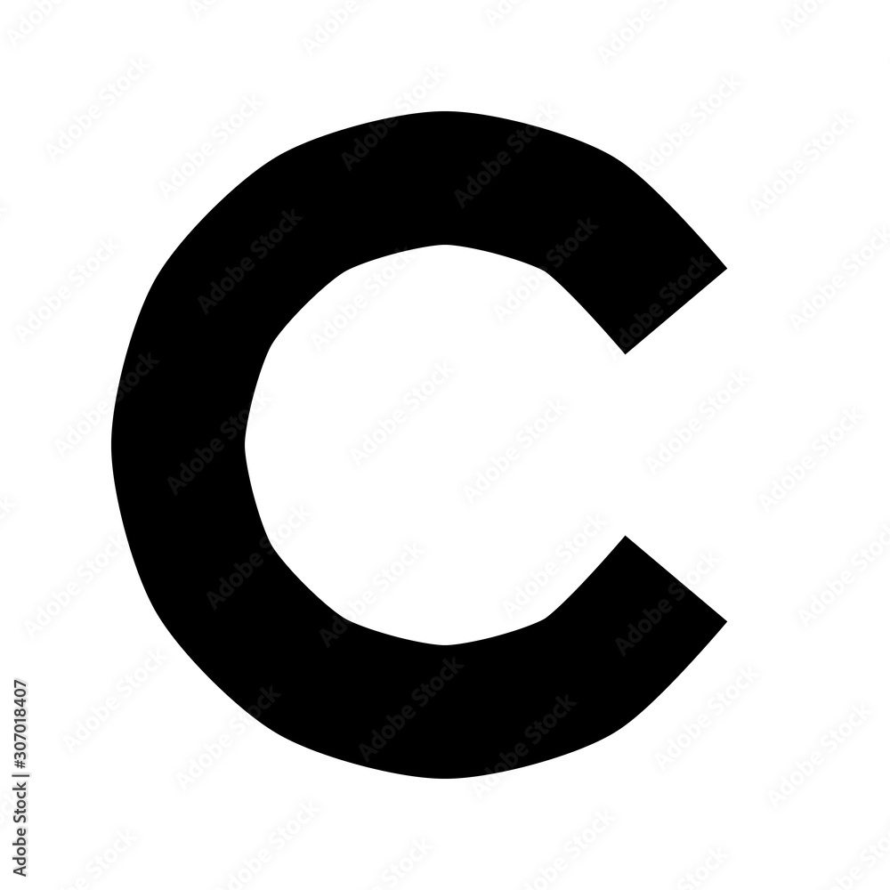 Letters and numbers - simple circle font - black letter C - vector ...