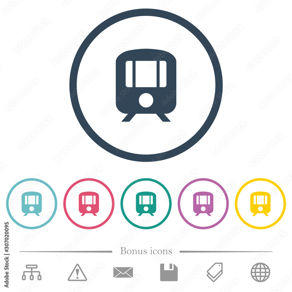 Train flat color icons in round outlines Train flat color icons in round outlines