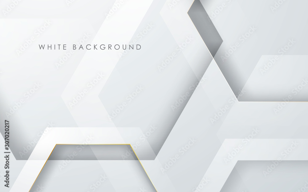 Abstract 3D hexagon white background with gold line effect Abstract 3D hexagon white background with gold line effect