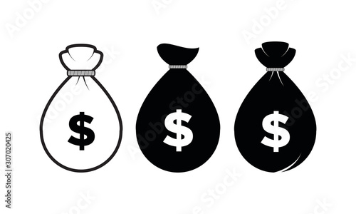 Bag of money set template vector