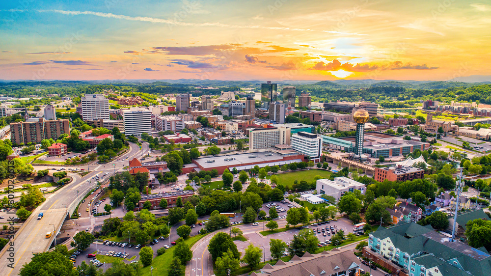 Knoxville, Tennessee, USA Downtown Skyline Aerial - obrazy, fototapety, plakaty 