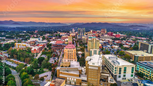 Downtown Asheville North Carolina NC Skyline Aerial photo