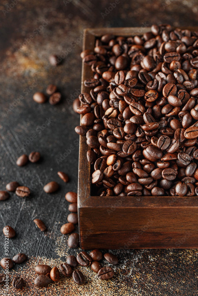 Fototapeta premium Black coffee beans studio shot.