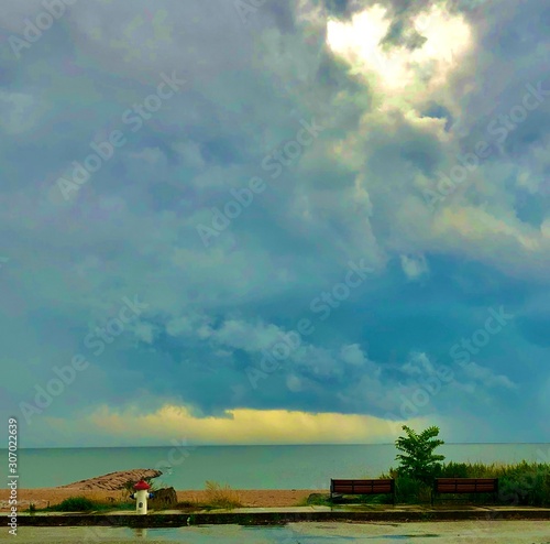 landscape with blue sky and clouds