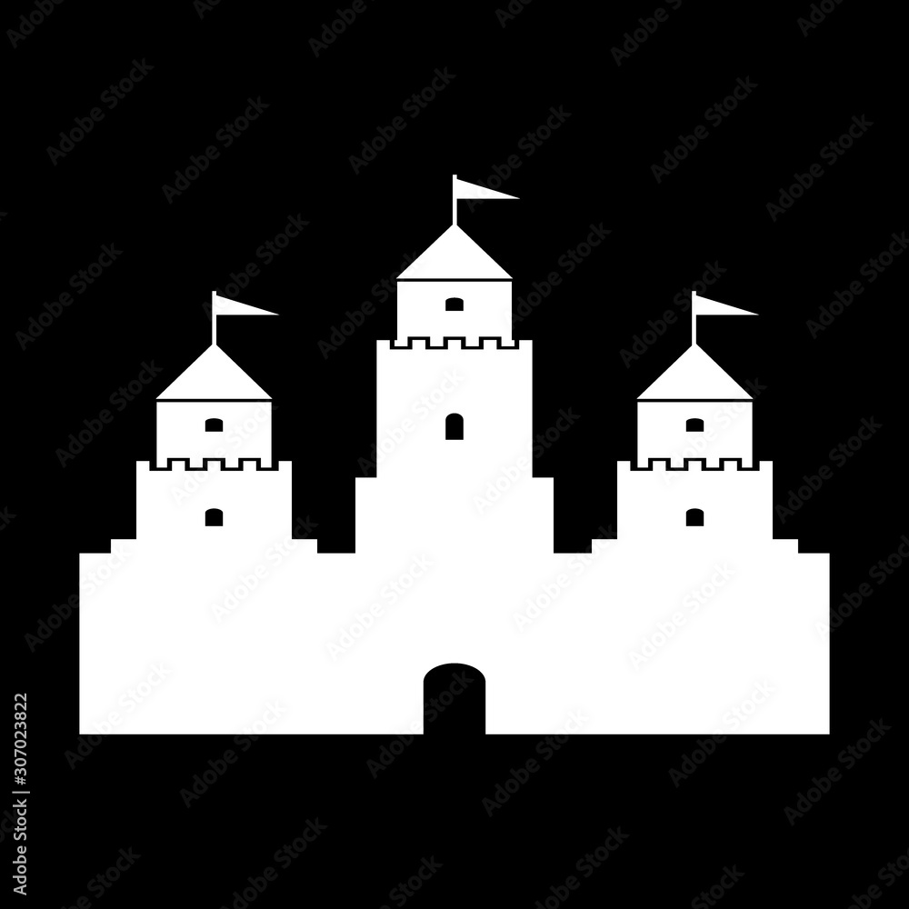 Castle icon on black.