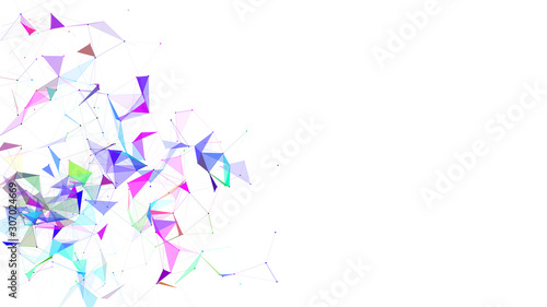 Fototapeta Naklejka Na Ścianę i Meble -  Colored polygonal space. Connection dots and lines structure. Digital background. Triangular futuristic business wallpaper. Vector Illustration
