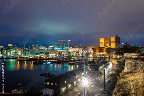 Oslo city hall in winter time, Norway photo