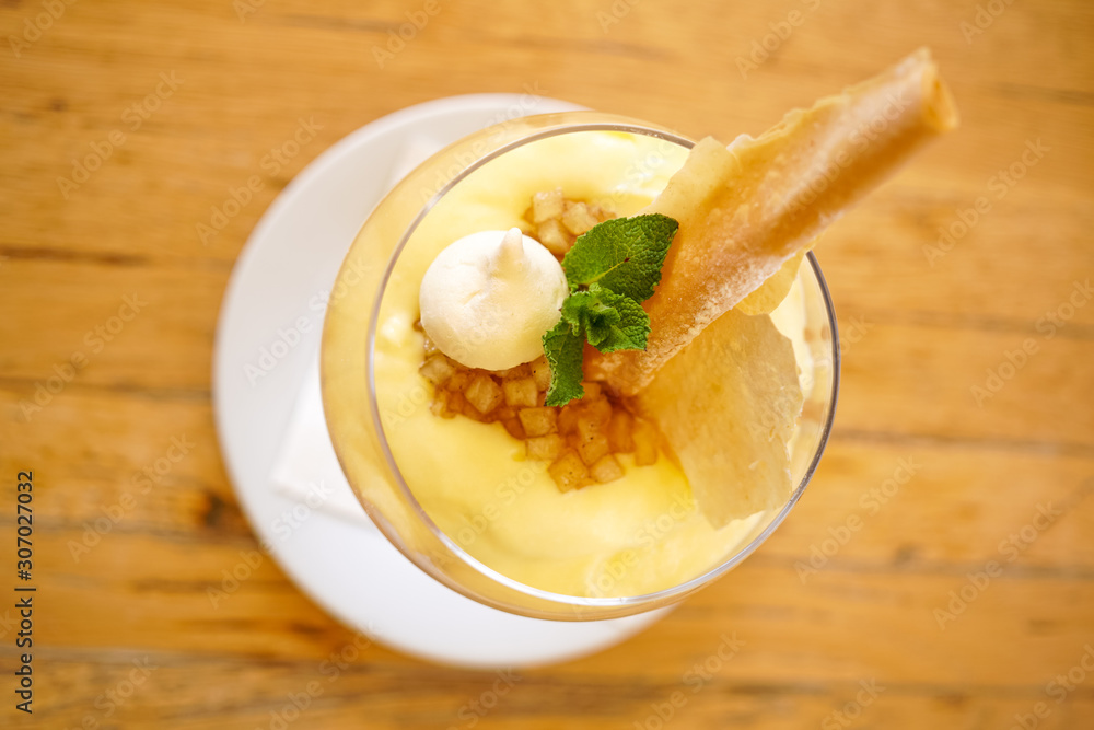 Dessert on a restaurant table
