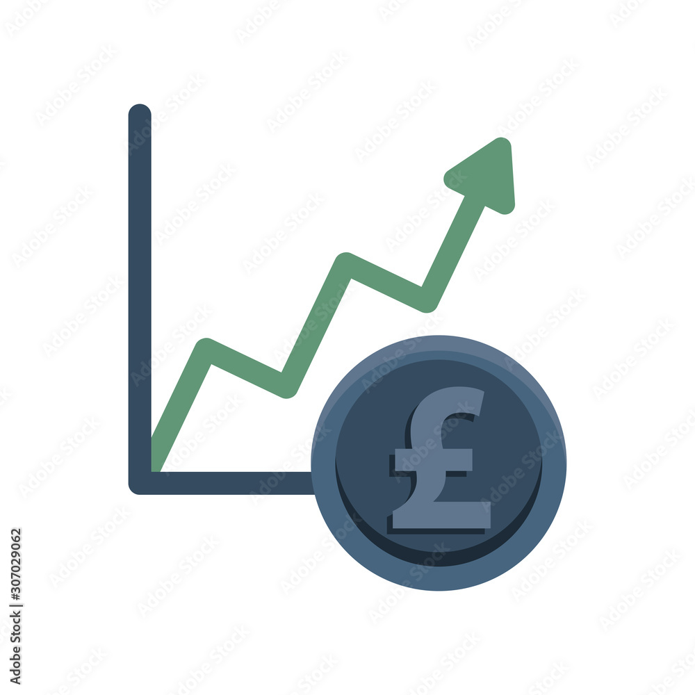 financial statistics graphic with euro coin financial statistics graphic with euro coin