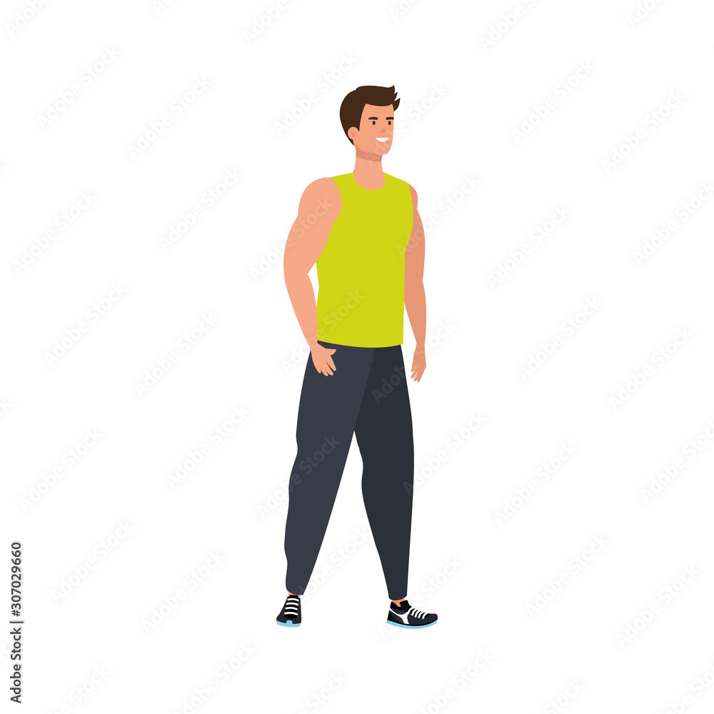 young man athlete avatar character vector illustration design