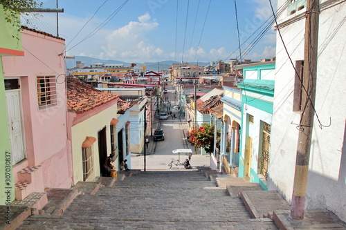 The famous staircase of Padre Pico street, in Santiago de Cuba, Cuba