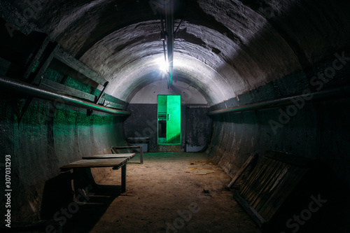 Dark abandoned Soviet bunker, echo of Cold War photo